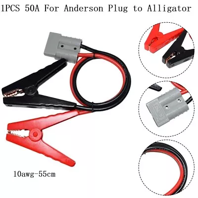 50A FOR Anderson Plug Connector Car-Cable 10AWG Two Battery Alligator Clips • £18.56