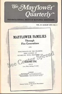 General Society Of Mayflower / Mayflower Quarterly Vol 41 No 3 August 1975 • $17