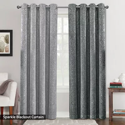 Thick Thermal Blackout Curtains Ring Top Eyelet Ready Made Pair + 2 Tie Backs • £13.99