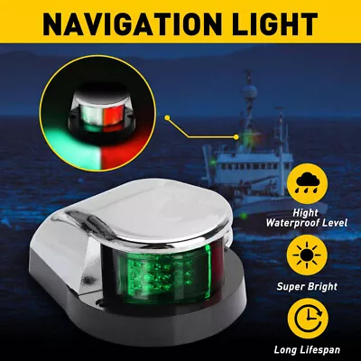 LED Marine Boat Yacht Bow Ship Deck Navigation Light Nav Lamp 12V 3W Green +Red • $15.85