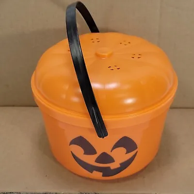 McDonalds 1986 Halloween Pumpkin Bucket W/ Lid McPunk'n Happy Meal Pail Vintage  • $19.96