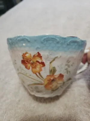 Weimar Germany Brown Flowers Moustache Cup • $8.10