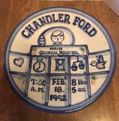 M A Hadley Personalized  Pottery Plate  Signed Chandler Ford  Birth Announce • $25