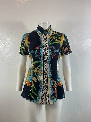 Vtg Gianni Versace Istante Floral Print Silk Shirt It 38 • $235