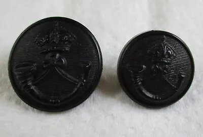 2x WW2 British Army: KING'S ROYAL RIFLE CORPS BLACK HORN BUTTONS  (23mm-17mm) • £7.99