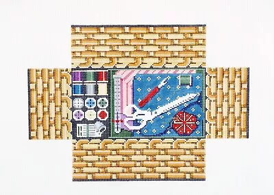 Sewing Basket Brick Cover Door Stop HP Needlepoint Canvas By Susan Roberts • $109.95