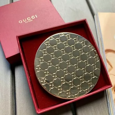 New Compact Pocket Mirror With Gucci Monogram Embossed Brand New With Box • $24.98