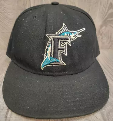 Vintage Florida Miami Marlins Logo Black New Era 7 1/4 Fitted 59FIFTY Hat Cap • $13.50