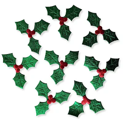 20pcs Green Holly Leaves Xmas Embellishments Scrapbooking Card Decoration Crafts • £91.99