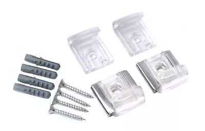 Clear Transparent Frameless Unframed Mirror Wall Hanging Fixing Kit Clips • £3.10