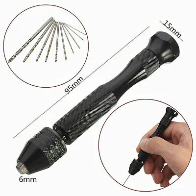 Aluminum Mini Micro Hand Drill With Keyless Chuck +10 Twist Drills Rotary Tools • $3.95