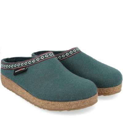 Haflinger Franzl Pinie Slippers In Pine Green Wool Felt • £104.26