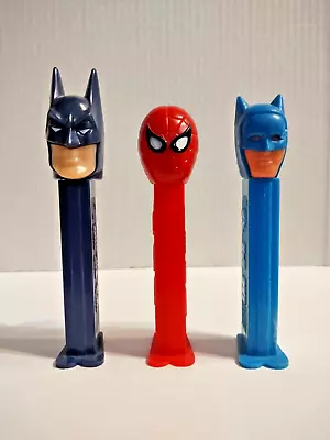 VTG Lot Of 3 Pez Dispensers Spiderman China Dark Batman Slovenia Lt Blue Hungary • $11.70