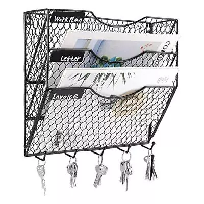 Wall File Holder Hanging Organizer Metal Chicken Wire Wall Mount Magazine Rac... • $38.42