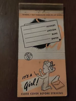 Vintage Matchbook Cover Its A Girl Name Arrived & Weight UNIQUE Smoking  • $3.67