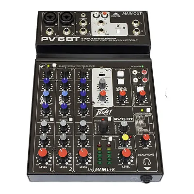 Peavey PV 6 BT 6 Channel Mixer With Bluetooth And Effects New! • $199.99