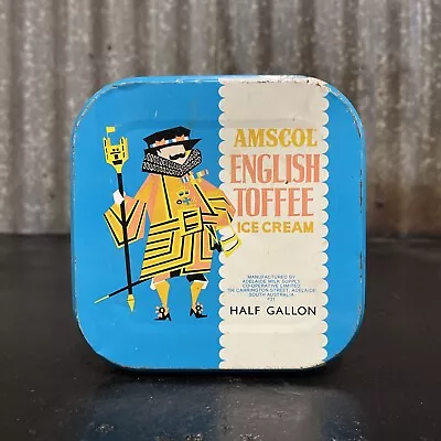 AMSCOL Half Gallon ‘English Toffee’ Flavoured Vintage Ice Cream Tin • $34.90