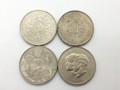 £3.99 • Buy Four Elizabeth Ll Crown Coins - 1972 , 1977 , 1980 , 1981 - Charles & Diana Coin