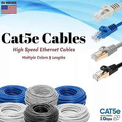 $2.99 • Buy CAT5e Ethernet Patch Cable LAN Network Internet Modem Router Computer Cord Lot