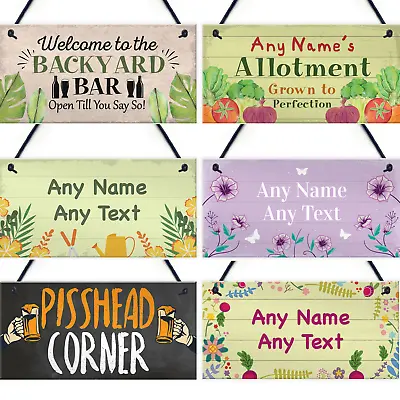 £3.99 • Buy Personalised Garden Backyard Bar Allotment Shed Hanging Sign Alcohol Flowers