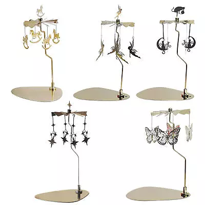 Candle Carousel Metal Spinning Candle Holder With Tray Rotating Candlestick Set • £12.29