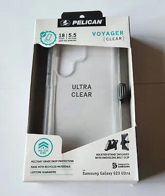 NEW Clear Pelican Voyager Case With Holster For Samsung Galaxy S23 Ultra - CLEAR • $29.99