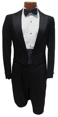 37R Black Peak Lapel Tuxedo Tailcoat Package Debutante Tails White Tie Attire • $62.54