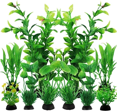 $10.53 • Buy 10Pcs Artificial Fish Tank Plants Fake Plastic Water Green Plants Aquarium Decor