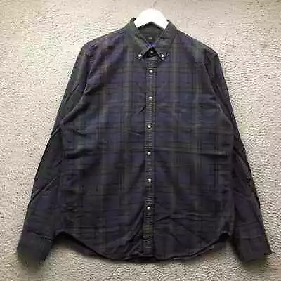 J.Crew Oxford Button Up Shirt Men's Large L Long Sleeve Plaid Black Green Purple • $24.99