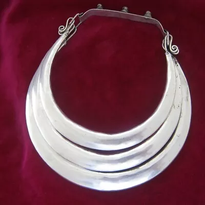 Exotic Tribal Chinese Pure Handmade Miao Silver Smooth Hollow Necklace 1piece • $79