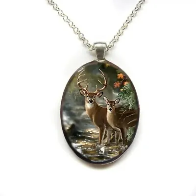 Splendid Men's Animal Elk Painted Round Pendant Necklace • $10.95