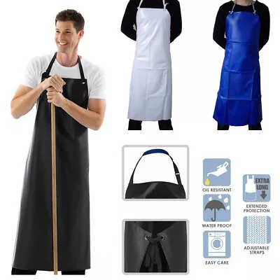 Heavy Duty Waterproof PVC Apron Adult Butchers Kitchen Chef Plastic Full Apron • £5.99