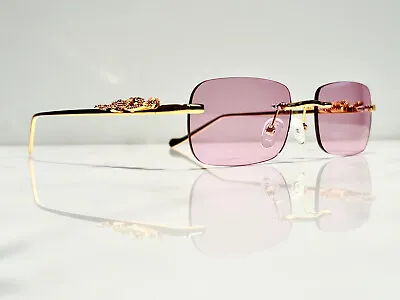 Bonano Giaguaro Rimless Gold Eyeglasses Sunglasses Frame Vintage Cartier Hilton • $130