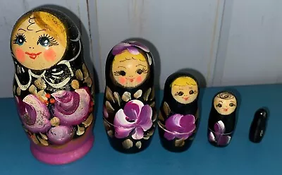 Russian Matryoshka Nesting Stacking Dolls 5 Pieces Hand Painted 4”H • $14.99