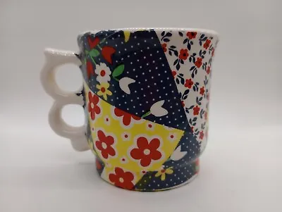 Floral Handmade 3.5 Inch Mustache Coffee Tea Mug Cup Dual Finger Handle • $14.99