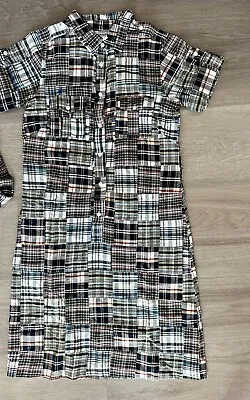 Madras Plaid Short Sleeve Shirt Dress  - Cambridge Dry Goods  - Size M • $49
