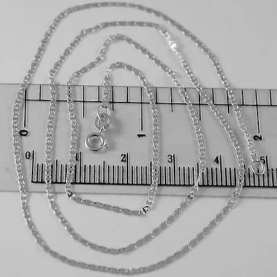 18k White Gold Chain Mini Oval Flat Link 1 Mm Width 15.75 Inches Made In Italy • $197.75