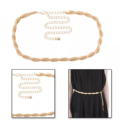 Womens Gold Thin Waist Chain Belt Snake Design Ladies Fashion Charm Waistband • £5.09