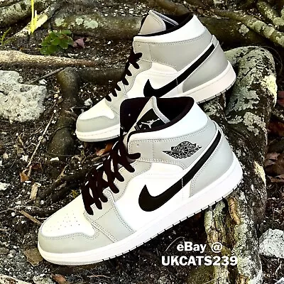 Nike Air Jordan 1 Mid Shoes Smoke Grey White Black 554724-092 Men's Multi Sizes • $117.41