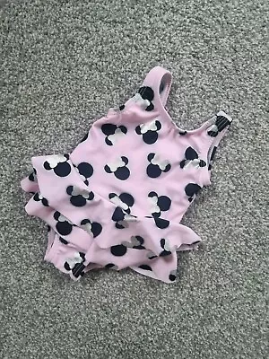 Disney Baby Girls Swimming Costume 0-3 Months Minnie Mouse Pink Frills Summer B • £3.99