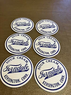 Lot Of 6 Sour Cream Caps Ferndale Dairy Inc.KensingtonConn.2 5/8 Diam • $1