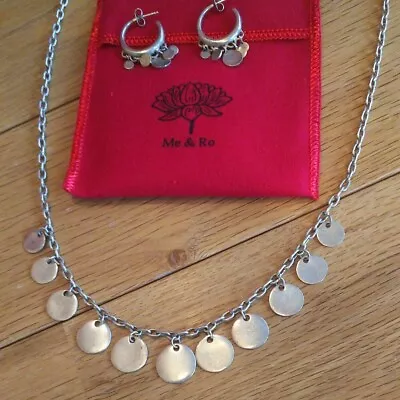 Me & Ro Silver Necklace And Silver Earrings Set Used • $594