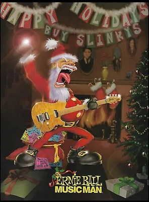 Santa Claus Playing Ernie Ball Music Man Axis Guitar Advertisement 2000 Ad Print • $3.96