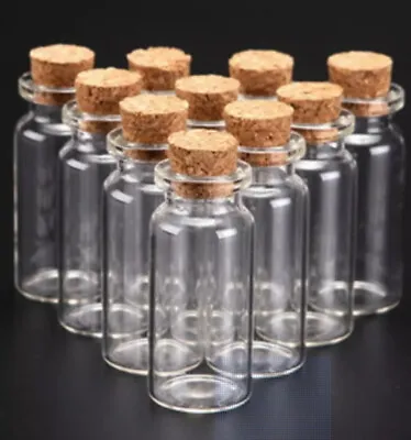 10pcs 10ml Glass Vials Mini Bottles With Cork • £5.99