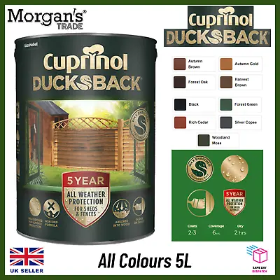 Cuprinol 5 Year Protection Ducksback Wood Shed&fence Garden Paint 5l All Colours • £17.99