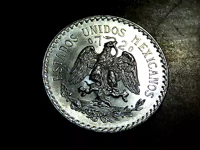 Brilliant Uncirculated 1945 Mexico Un Peso .720 Silver Coin Cap And Rays F1 • $19.50