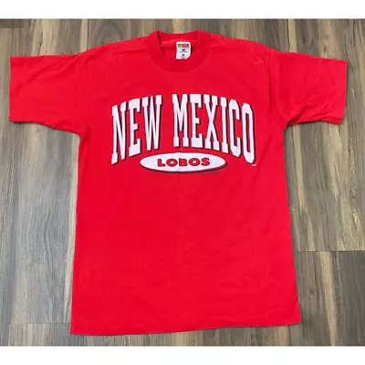 VTG 90s Fruit Of The Loom USA New Mexico Lobos Single Stitch Graphic T-shirt M • $25.99