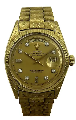 Rolex Day-Date 1803 36mm 18K Yellow Gold Factory Diamond Dial Complete Set • $15000