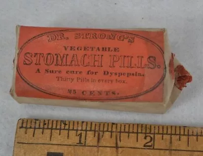 Antique Quack Medicine Dr. Strongs Stomach Pills Advertise Box 19th Original  • $19