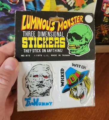 Vintage 1979 Luminous Universal Monster 3D Puffy Stickers Mummy Witch  - GiTD • $69.99